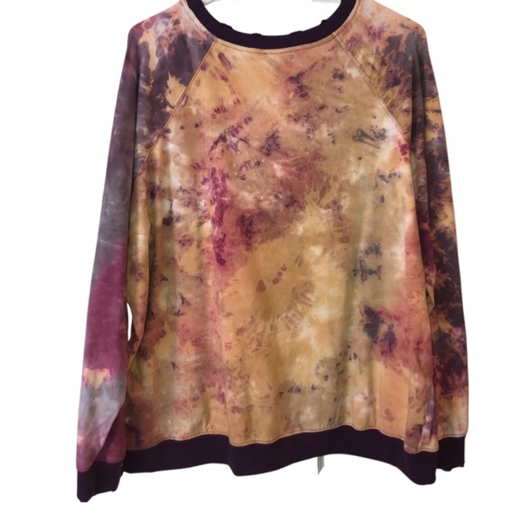 umgee Oversized Tie Dyed Distressed Scoop Neck Pullover Size Large - Picture 9 of 9